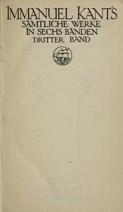 Front cover of Sämtliche Werke by Immanuel Kant