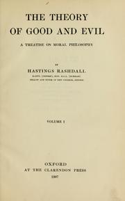 Front cover of The theory of good and evil by Hastings Rashdall