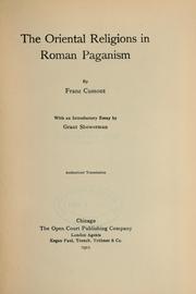 Cover of The oriental religions in Roman paganism by Franz Valery Marie Cumont