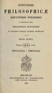 Cover of Institutiones philosophicæ Salvatoris Tongiorgi ... by Salvatore Tongiorgi