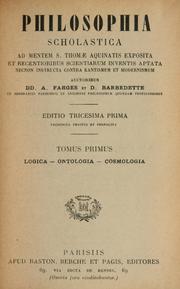 Cover of Philosophia scholastica ad mentem S. Thomae Aquinatis exposita et recentioribus scientiarum inventis aptata by Albert Farges