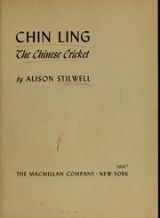 Front cover of Chin Ling, the Chinese cricket by Alison Stilwell
