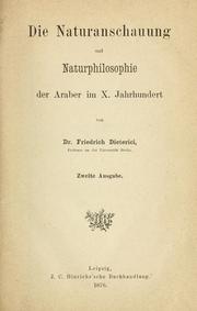 Front cover of Die naturanschauung und naturphilosophie der Araber im x. jahrhundert by Ikhwān al-Ṣafāʼ