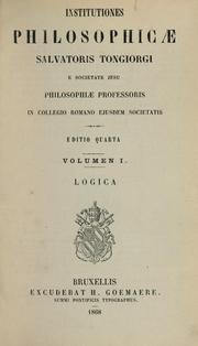 Front cover of Institutiones philosophicæ Salvatoris Tongiorgi ... by Salvatore Tongiorgi
