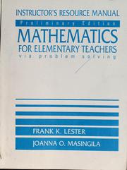 Front cover of Mathematics for elementary teachers via problem solving by Joanna O. Masingila
