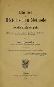 Cover of Lehrbuch der historischen Methode und der Geschichtsphilosophie by Ernst Bernheim