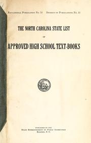 Cover of The North Carolina state list of approved high school text-books for county adoptions, 1929-1934 by North Carolina. Dept. of Public Instruction