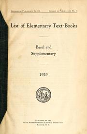 Cover of List of elementary text-books by North Carolina. Dept. of Public Instruction