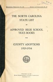 Front cover of The North Carolina state list of approved high school text-books by North Carolina. State Committee on High School Text-books