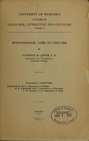 Front cover of Astronomical lore in Chaucer by Florence Marie Grimm