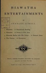 Front cover of Hiawatha entertainments by Stanley Schell
