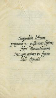 Cover of Compendium Latinum proponens XII posteriores figuras Libri obseruationum nec non priores VII figuras Libri organici by Ferdinand Verbiest