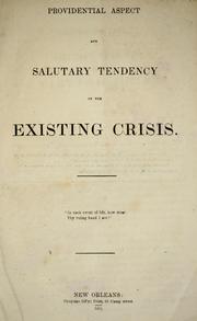Front cover of Providential aspect and salutary tendency of the existing crisis by Isaac Bridge