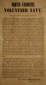 Front cover of North Carolina volunteer navy by Williamson Harris
