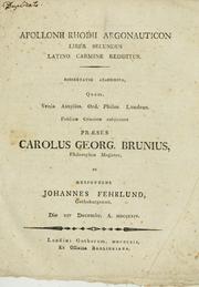 Front cover of Apollonii Rhodii Argonauticon liber secundus Latino carmine redditus by C. G. Brunius