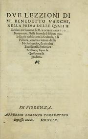 Front cover of Dve lezzioni di M. Benedetto Varchi by Benedetto Varchi