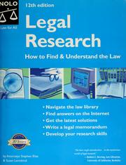 Front cover of Legal research by Stephen Elias