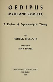 Cover of Oedipus: myth and complex by Patrick Mullahy