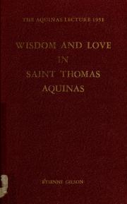 Front cover of Wisdom and love in Saint Thomas Aquinas by Étienne Gilson