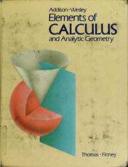 Front cover of Elements of calculus and analytic geometry by George Brinton Thomas