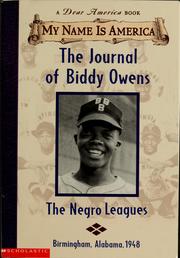 Front cover of The journal of Biddy Owens, the Negro leagues by Walter Dean Myers