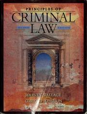 Front cover of Principles of criminal law by Harvey Wallace