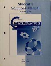 Front cover of Student's solutions manual to accompany Mathematics for elementary teachers by Albert B. Bennett