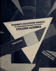 Front cover of Student's solutions manual to accompany Michael Sullivan's college algebra by Katy Sullivan