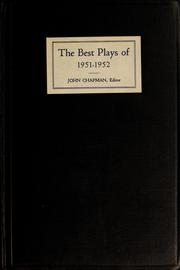 Front cover of The Best plays of 1951-1952 by John Chapman
