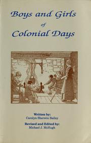 Front cover of Boys and girls of colonial days by Carolyn Sherwin Bailey