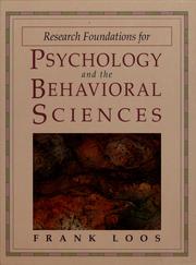 Front cover of Research foundations for psychology and the behavioral sciences by Frank M. Loos