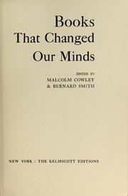 Front cover of Books that changed our minds by Malcolm Cowley