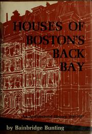 Front cover of Houses of Boston's Back Bay by Bainbridge Bunting