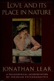 Front cover of Love and its place in nature by Jonathan Lear