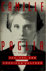 Cover of Sex, art, and American culture by Camille Paglia