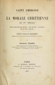 Front cover of Saint Ambroise et la morale chrétienne au IVe siècle by Raymond Thamin