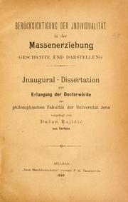 Front cover of Berücksichtigung der jndividualität in der massenerziehung by Dušan Rajičić