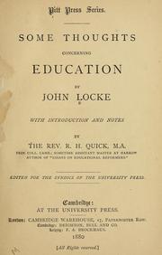 Front cover of Some thoughts concerning education by John Locke