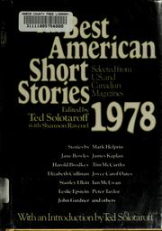 Front cover of The Best American Short Stories 1978 by Ted Solotaroff