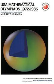 Front cover of USA Mathematical Olympiads 1972-1986 Problems and Solutions (Anneli Lax New Mathematical Library) by Murray Klamkin