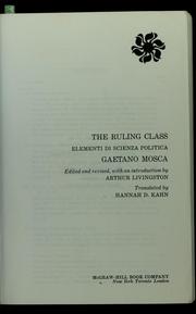 Cover of The ruling class by Gaetano Mosca
