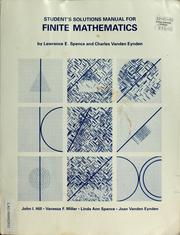 Front cover of Student's solution manual for Spence Vanden Eynden Applied mathematics by Joan Vanden Eynden