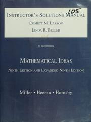 Cover of Instructor's solutions manual to accompany Mathematical ideas, ninth ed. and expanded ninth ed. [by] Miller, Heeren, Hornsby by Emmett M. Larson