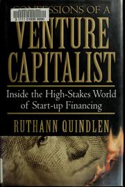 Front cover of Confessions of a venture capitalist by Ruthann Quindlen