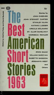 Front cover of The Best American Short Stories 1963 by U. S. Anderson