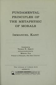 Front cover of Fundamental principles of the metaphysic of morals by Immanuel Kant