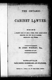 Cover of The Ontario cabinet lawyer by John Whitley