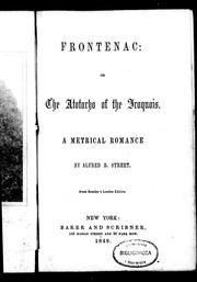 Front cover of Frontenac, or, The Atotarho of the Iroquois by Alfred B. Street