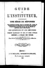 Front cover of Guide de l'instituteur by F.-X. Valade