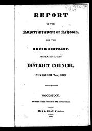 Front cover of Report of the superintendent of schools for the Brock District, presented to the District Council, November 7th, 1848 by W. H. Landon